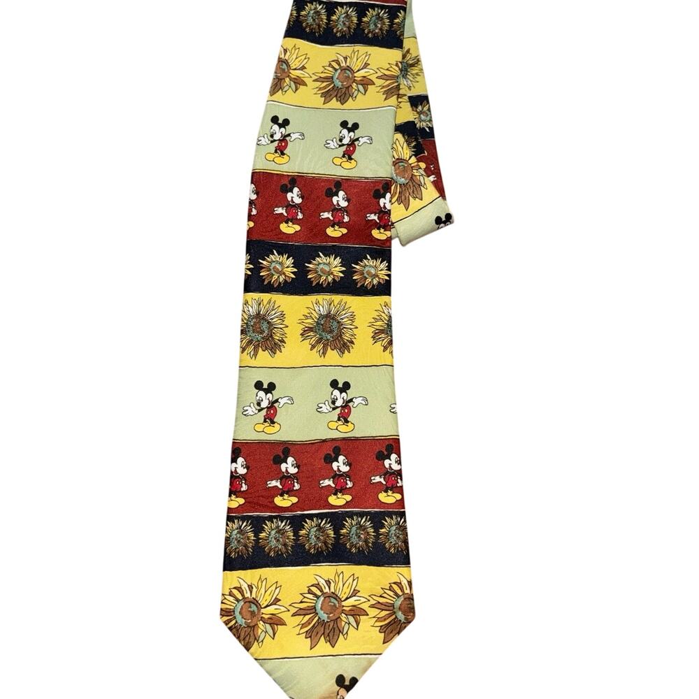Vintage Mickey Unlimited Mickey Mouse color-blocked sunflower neck tie